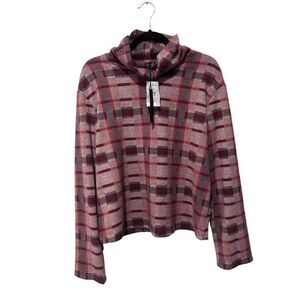 NWT NEW Ro & De Pink Plaid Cowl Neck Sweater Size Large Academia